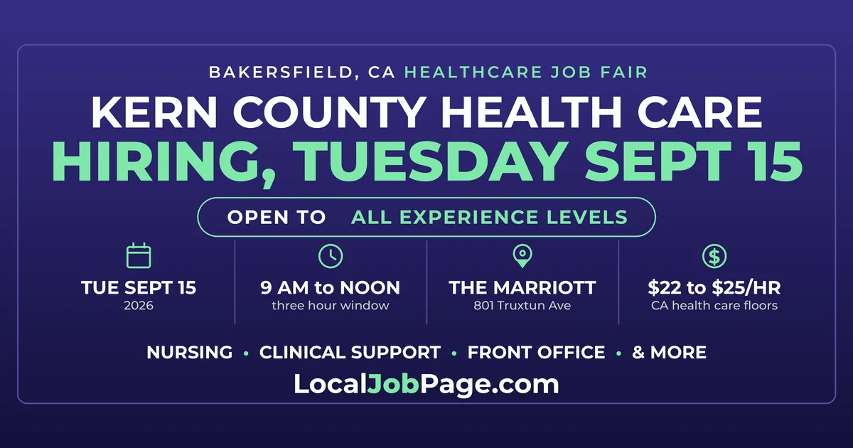 Kern County Healthcare Job Fair Comes to the Bakersfield Marriott September 15